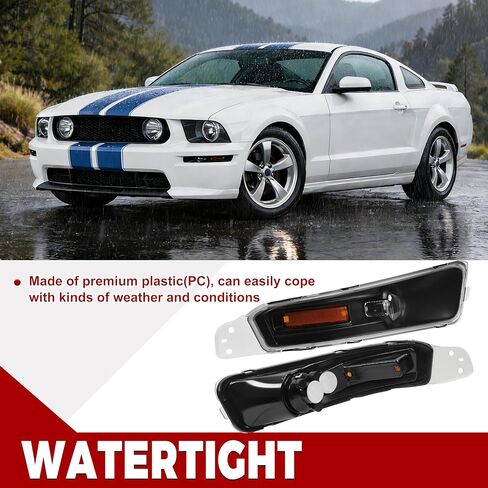 HECASA Pair Turn Signal Lights Compatible with 2005-2009 Ford Mustang Replacement for FO2521180 FO2520180 Front Bumper Lights Side Marker Lamps Plastic Left & Right Side Clear Lens Black Housing in Saudi Arabia