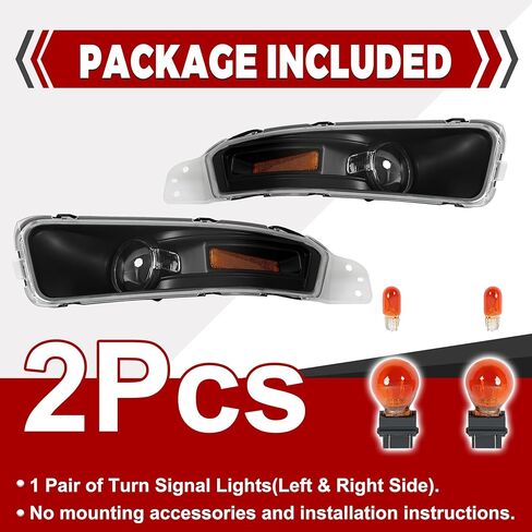 HECASA Pair Turn Signal Lights Compatible with 2005-2009 Ford Mustang Replacement for FO2521180 FO2520180 Front Bumper Lights Side Marker Lamps Plastic Left & Right Side Clear Lens Black Housing in Saudi Arabia