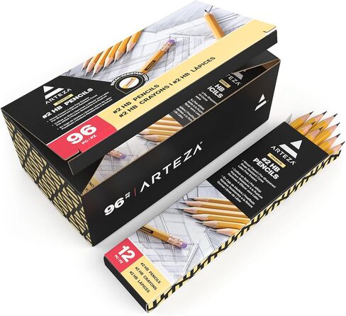 ARTEZA HB Pencils #2, Pack of 180, Wood-Cased Graphite Pencils in Bulk, Pre-Sharpened, Office and School Supplies for Exams, Classrooms, Students in Saudi Arabia