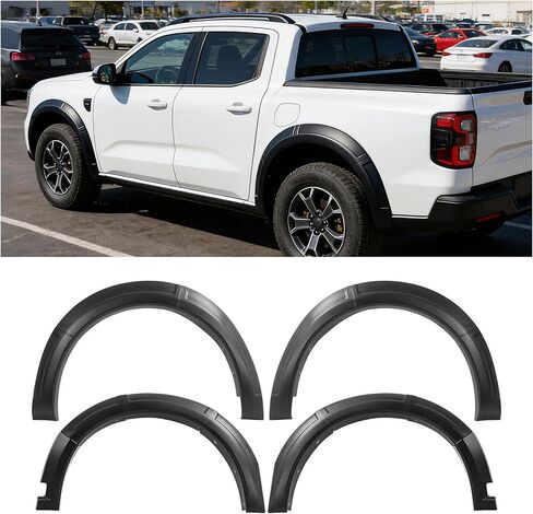 مشاعل الحاجز متوافقة مع 2022-2025 Ford Maverick Crew Cab الأمامية والخلفية الحاجب 4 قطع حاجز من البلاستيك الأسود المزخرف (PP) in Kuwait