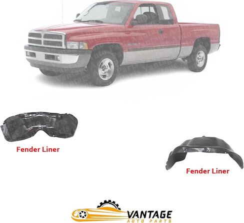 Front Fender Liners Compatible with Dodge Ram 1500 1994-2001 | DIRECT REPLACEMENT | Driver & Passenger Side | Plastic | 55346052 55346053 | CH1249104 CH1248104 in Saudi Arabia
