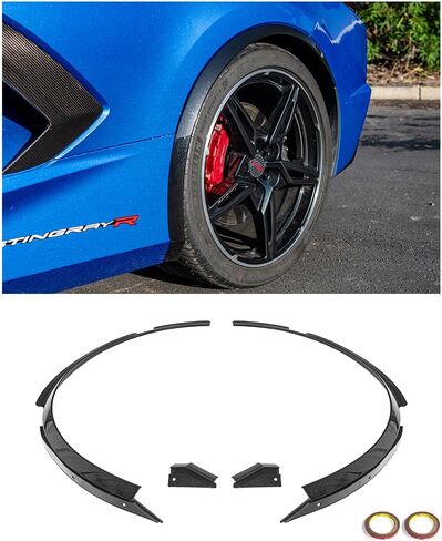 Replacement For 2020-Present Chevrolet Corvette C8 Stingray Models | Performance Package Rear Side Wheel Trim Molding Fender Flares Extension Pair (ABS Plastic - Painted Carbon Flash Metallic) in Saudi Arabia