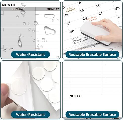 تقويم حائط قابل للمسح الجاف مقاس 46 بوصة × 63 بوصة - تقويم مخطط غير مؤرخ لمدة 3 أشهر، لوحة بيضاء قابلة للمسح وإعادة الاستخدام مع صناديق يومية كبيرة، وملاحظات، وملصقات، وتصميم رأسي للمكتب أو الفصل الدراسي أو المنزل in Kuwait