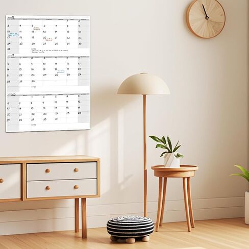 تقويم حائط قابل للمسح الجاف مقاس 46 بوصة × 63 بوصة - تقويم مخطط غير مؤرخ لمدة 3 أشهر، لوحة بيضاء قابلة للمسح وإعادة الاستخدام مع صناديق يومية كبيرة، وملاحظات، وملصقات، وتصميم رأسي للمكتب أو الفصل الدراسي أو المنزل in Kuwait