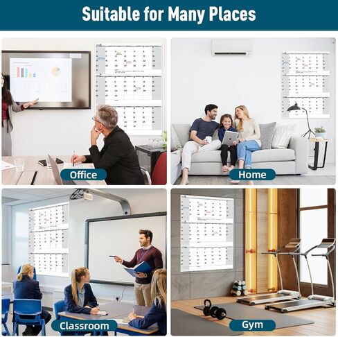 تقويم حائط قابل للمسح الجاف مقاس 46 بوصة × 63 بوصة - تقويم مخطط غير مؤرخ لمدة 3 أشهر، لوحة بيضاء قابلة للمسح وإعادة الاستخدام مع صناديق يومية كبيرة، وملاحظات، وملصقات، وتصميم رأسي للمكتب أو الفصل الدراسي أو المنزل in Kuwait