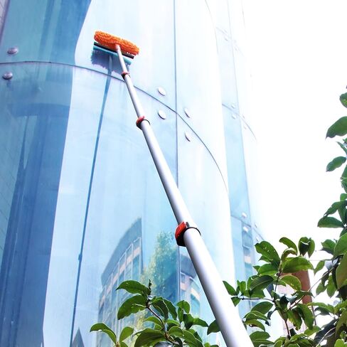 23 ft High Reach Window Squeegee & Cobweb Duster with Extension Pole, 2 in 1 Squeegee for Window Cleaning, Spider Web Brush with Lightweight 4-16.5 ft Telescoping Pole for Outdoor Indoor Car Cleaning in Saudi Arabia