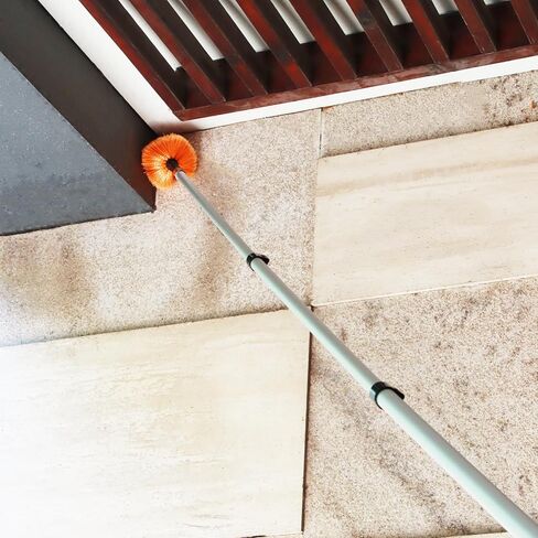 23 ft High Reach Window Squeegee & Cobweb Duster with Extension Pole, 2 in 1 Squeegee for Window Cleaning, Spider Web Brush with Lightweight 4-16.5 ft Telescoping Pole for Outdoor Indoor Car Cleaning in Saudi Arabia