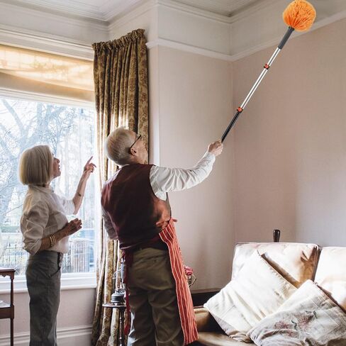 23 ft High Reach Window Squeegee & Cobweb Duster with Extension Pole, 2 in 1 Squeegee for Window Cleaning, Spider Web Brush with Lightweight 4-16.5 ft Telescoping Pole for Outdoor Indoor Car Cleaning in Saudi Arabia