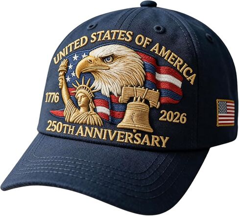 250 Anniversary USA Hat, 100% Embroidered - United States 250th Anniversary Adjustable Baseball Cap with Eagle & Flag Design for Patriotic Americans Navy in Saudi Arabia