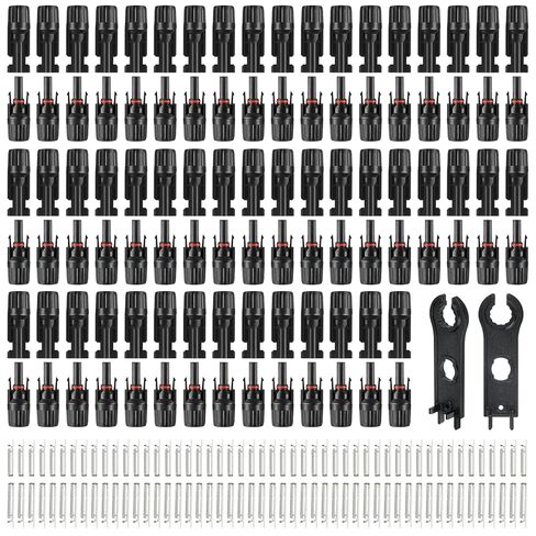 100 قطعة MC4 Soar Connectors موصلات كابلات الألواح الشمسية 1000V 30A IP67 مقاومة للماء ذكر/أنثى مع مفكات، مناسبة لكابلات الطاقة الشمسية 14AWG-10AWG (50 زوجًا) in Saudi Arabia