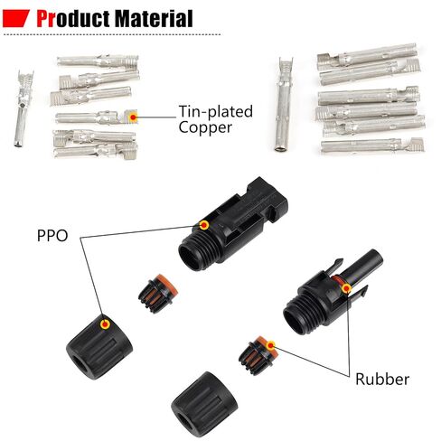 100 قطعة MC4 Soar Connectors موصلات كابلات الألواح الشمسية 1000V 30A IP67 مقاومة للماء ذكر/أنثى مع مفكات، مناسبة لكابلات الطاقة الشمسية 14AWG-10AWG (50 زوجًا) in Saudi Arabia