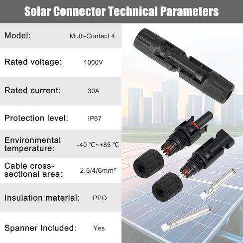 100 قطعة MC4 Soar Connectors موصلات كابلات الألواح الشمسية 1000V 30A IP67 مقاومة للماء ذكر/أنثى مع مفكات، مناسبة لكابلات الطاقة الشمسية 14AWG-10AWG (50 زوجًا) in Saudi Arabia