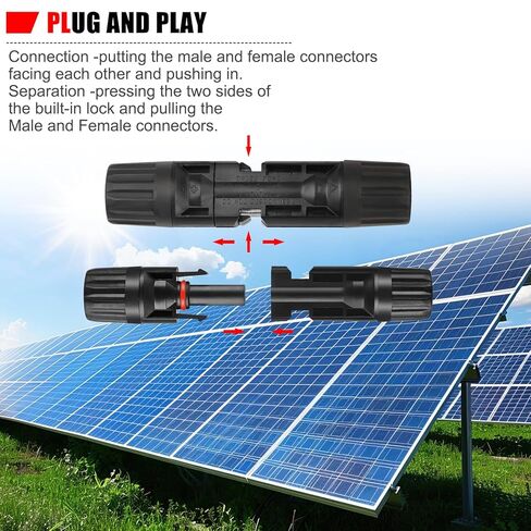 100 قطعة MC4 Soar Connectors موصلات كابلات الألواح الشمسية 1000V 30A IP67 مقاومة للماء ذكر/أنثى مع مفكات، مناسبة لكابلات الطاقة الشمسية 14AWG-10AWG (50 زوجًا) in Saudi Arabia