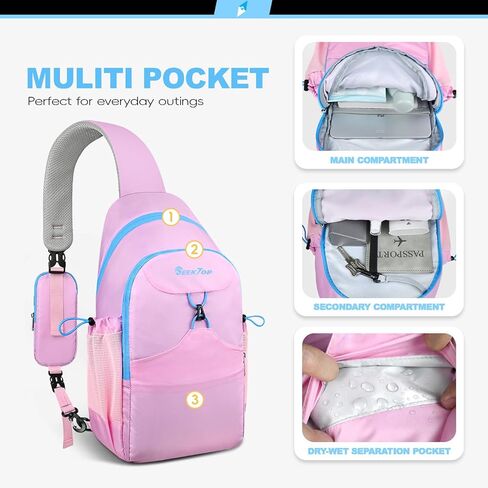 Seektop Crossbody Bag RFID Sling Backpack for Women & Men, Casual Chest Daypack for Hiking Travel in Saudi Arabia