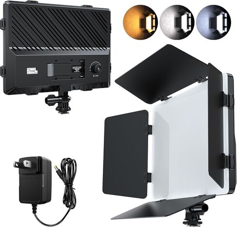 PIXEL Photography Light Camera Video Lights Suit with Adapter/Battery 4400mAh Bi-Color Dimmable 2500-6500K Led Studio Streaming Photo Shooting Lighting for Outdoor Live Streaming in Saudi Arabia