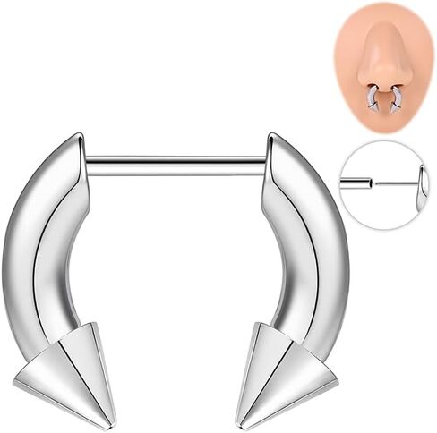 16G Push in Septum Ring C Shape Pincher Tapers Septum Rings Horseshoe Septum Hoops for Women Men Heavy Gauges Nose Cartilage Hoop, 8MM 10MM in Saudi Arabia