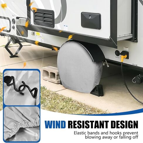 WSSROGY 4 Pack Tire Covers, Waterproof Anti-UV Tough Wheel Covers Protector for RV SUV Truck Trailer Camper, Fits Tire Diameters 26-28.75 inches, Gray in Saudi Arabia