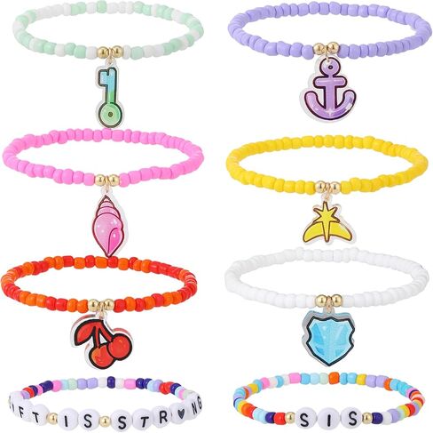 KATSEYE Merch Bracelets Friendship Stackable Stretch Beaded Bracelets Set Soothing Shell Limitless Key Guardian Shield Dual Cherry Stellar Tiara Dream Anchor in Saudi Arabia