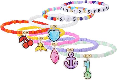 KATSEYE Merch Bracelets Friendship Stackable Stretch Beaded Bracelets Set Soothing Shell Limitless Key Guardian Shield Dual Cherry Stellar Tiara Dream Anchor in Saudi Arabia