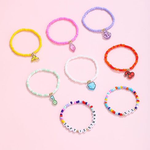KATSEYE Merch Bracelets Friendship Stackable Stretch Beaded Bracelets Set Soothing Shell Limitless Key Guardian Shield Dual Cherry Stellar Tiara Dream Anchor in Saudi Arabia