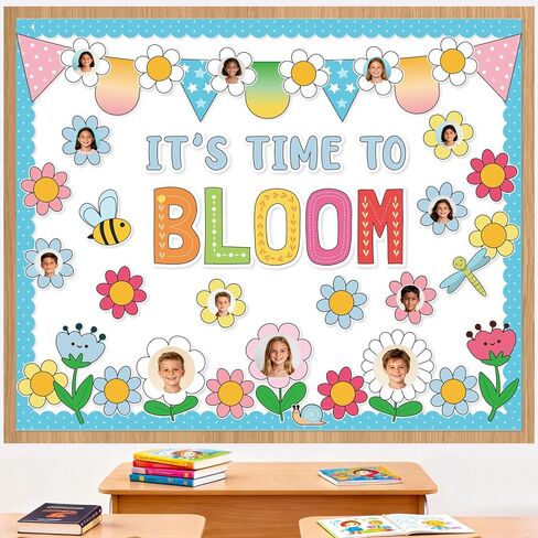 Spring Floral Bulletin Board Decorations for Classroom -It's Time To Bloom Bulletin Board Set Daisy Bee Dragonfly Cutouts DIY Flower Photo Crafts for Summer Spring School Home Wall Door Decor Supplies in Saudi Arabia
