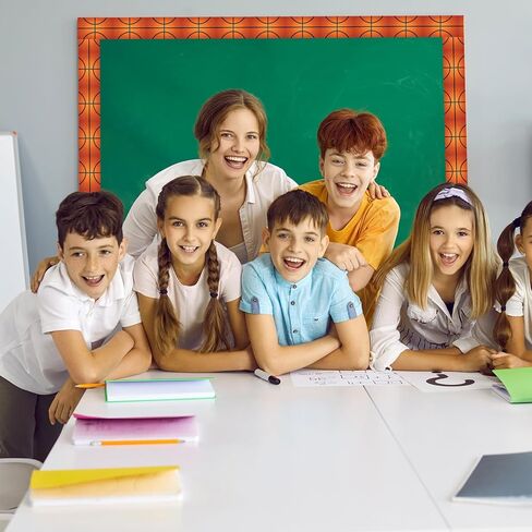 65.6ft زخارف حدود لوحة الإعلانات - 2 لفات من زخرفة كرة السلة، حافة الفصل الدراسي قابلة لإعادة الاستخدام لديكور العودة إلى المدرسة، مستلزمات المدرسة المنزلية للمعلم in Kuwait