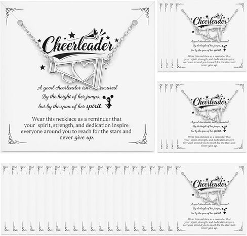 Unittype 30 Pcs Cheer Necklace Gifts Bulk Cheerleader Megaphone Necklace for Women Cheer Charms Megaphone Pendant Jewelry with Motivational Card and Opp Bags for Cheerleading Team Gifts in Saudi Arabia