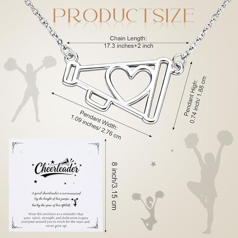 Unittype 30 Pcs Cheer Necklace Gifts Bulk Cheerleader Megaphone Necklace for Women Cheer Charms Megaphone Pendant Jewelry with Motivational Card and Opp Bags for Cheerleading Team Gifts in Saudi Arabia