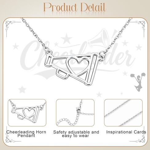 Unittype 30 Pcs Cheer Necklace Gifts Bulk Cheerleader Megaphone Necklace for Women Cheer Charms Megaphone Pendant Jewelry with Motivational Card and Opp Bags for Cheerleading Team Gifts in Saudi Arabia