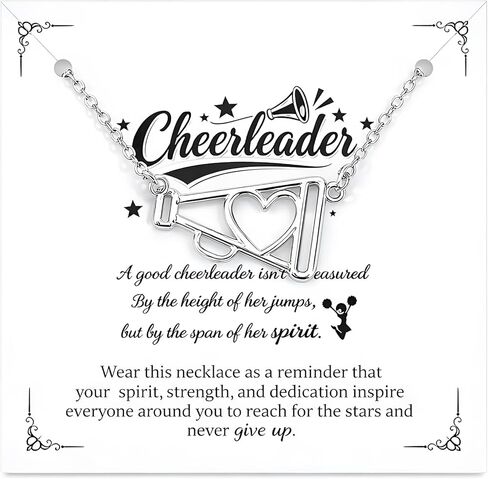 Unittype 30 Pcs Cheer Necklace Gifts Bulk Cheerleader Megaphone Necklace for Women Cheer Charms Megaphone Pendant Jewelry with Motivational Card and Opp Bags for Cheerleading Team Gifts in Saudi Arabia