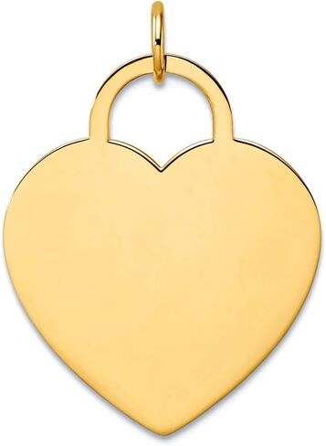 JewelryWeb 14k Solid Yellow Gold Love Heart Disc Charm Pendant Necklace for Women in in Saudi Arabia