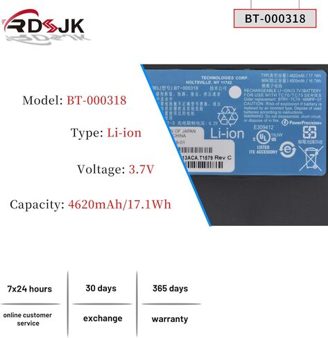 4-Pack BT-000318 TC77 Battery Replacement for Motorola Symbol Zebra TC70 TC72 TC75 TC55 TC70X TC700H TC700K TC720L TC75X TC75AH TC75EK TC75FK TC75GK TC75BH TC77HL Barcode Scanner BTRY-TC70X-46MA1-01 in Saudi Arabia