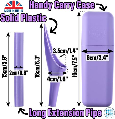 مبولة SHEWEE Extreme للإناث - صنع في المملكة المتحدة - جهاز تبول محمول وقابل لإعادة الاستخدام. المهرجانات، والتخييم، والسيارات، وأساسيات المشي لمسافات طويلة للنساء. حامل للتبول مع حقيبة حمل وأنبوب تمديد in Kuwait