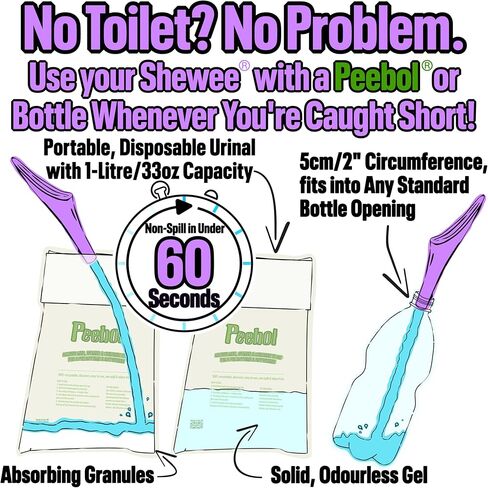 مبولة SHEWEE Extreme للإناث - صنع في المملكة المتحدة - جهاز تبول محمول وقابل لإعادة الاستخدام. المهرجانات، والتخييم، والسيارات، وأساسيات المشي لمسافات طويلة للنساء. حامل للتبول مع حقيبة حمل وأنبوب تمديد in Kuwait