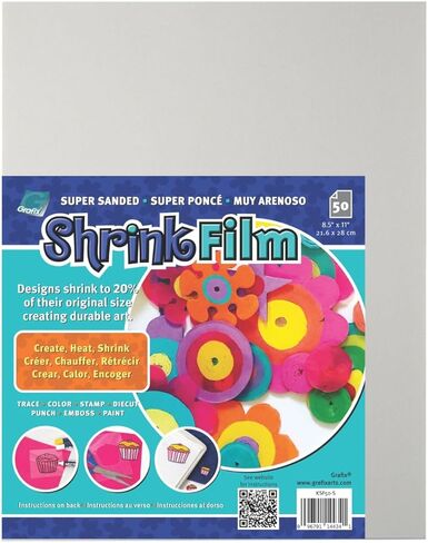 فيلم Grafix Shrink - ورق أبيض غير شفاف مقاس 8.5 بوصة × 11 بوصة، صمم فنك وقم بتقليصه لإنشاء المجوهرات والزينة والحرف الورقية وبطاقات الهدايا والزخارف والمزيد، عبوة من 50 قطعة in Saudi Arabia