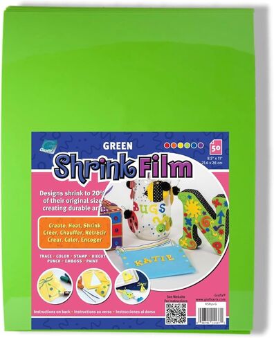 فيلم Grafix Shrink - ورق أبيض غير شفاف مقاس 8.5 بوصة × 11 بوصة، صمم فنك وقم بتقليصه لإنشاء المجوهرات والزينة والحرف الورقية وبطاقات الهدايا والزخارف والمزيد، عبوة من 50 قطعة in Saudi Arabia