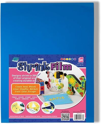 فيلم Grafix Shrink - ورق أبيض غير شفاف مقاس 8.5 بوصة × 11 بوصة، صمم فنك وقم بتقليصه لإنشاء المجوهرات والزينة والحرف الورقية وبطاقات الهدايا والزخارف والمزيد، عبوة من 50 قطعة in Saudi Arabia