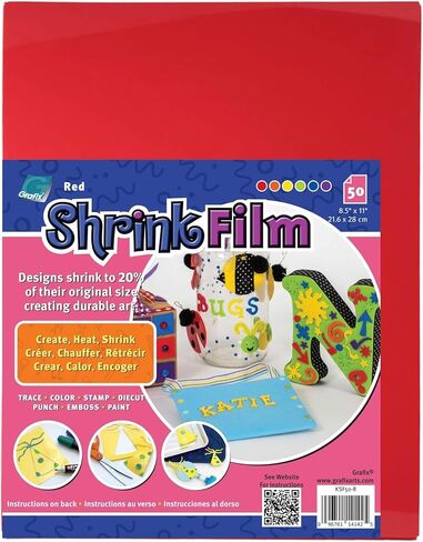 فيلم Grafix Shrink - ورق أبيض غير شفاف مقاس 8.5 بوصة × 11 بوصة، صمم فنك وقم بتقليصه لإنشاء المجوهرات والزينة والحرف الورقية وبطاقات الهدايا والزخارف والمزيد، عبوة من 50 قطعة in Saudi Arabia