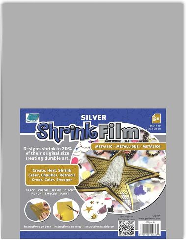 فيلم Grafix Shrink - ورق أبيض غير شفاف مقاس 8.5 بوصة × 11 بوصة، صمم فنك وقم بتقليصه لإنشاء المجوهرات والزينة والحرف الورقية وبطاقات الهدايا والزخارف والمزيد، عبوة من 50 قطعة in Saudi Arabia