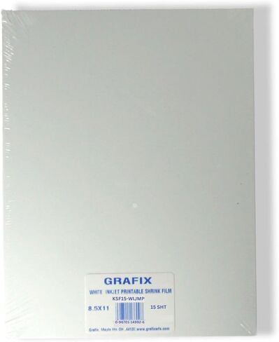 فيلم Grafix Shrink - ورق أبيض غير شفاف مقاس 8.5 بوصة × 11 بوصة، صمم فنك وقم بتقليصه لإنشاء المجوهرات والزينة والحرف الورقية وبطاقات الهدايا والزخارف والمزيد، عبوة من 50 قطعة in Saudi Arabia