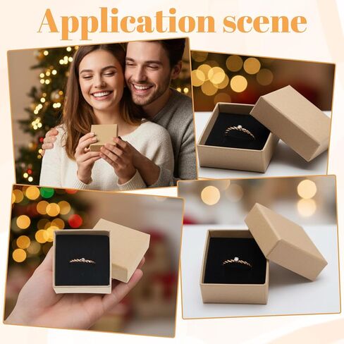 60 عبوة من صناديق الحلقات من الورق المقوى، 2 × 2 × 1.26 بوصة علب هدايا مجوهرات مربعة مع رغوة، عبوة صغيرة كبيرة من الأقراط لحفلات الزفاف وأعياد الميلاد وعرض البيع بالتجزئة، بني in Kuwait