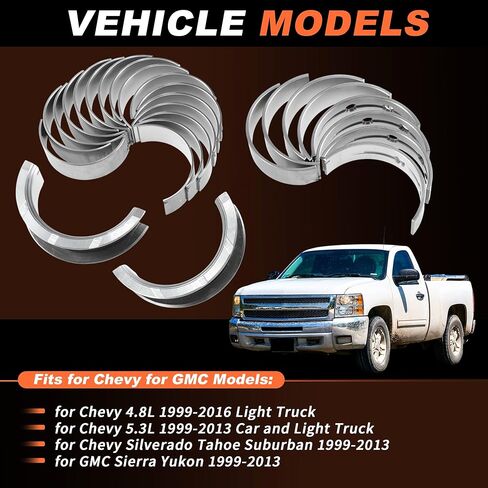 66Pcs Main and Rod Bearings with Piston Rings Set for GMC for Chevy LS Gen III IV 4.8L 5.3L Engine L20 LY5 LM7 LR4 L33 L59 LH6 LC9 LS4 LY2 LMG No.MS2199/BB253J/CB663/41859CP in Saudi Arabia