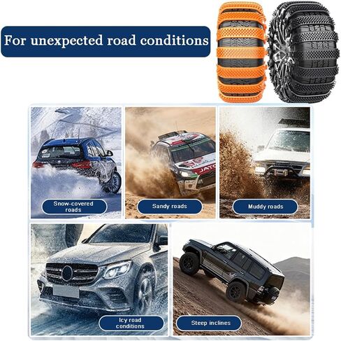 10 قطع سلاسل إطارات الثلج لـ VinFast VF 8/VF 9/VF Wild/VF 3، كابلات جر بسحاب ثلجي، قابلة لإعادة الاستخدام للقيادة الشتوية على الطرق الثلجية والموحلة، مجموعة استخدام في حالات الطوارئ، برتقالي in Kuwait