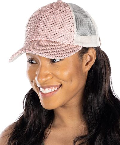 Funky Junque Women's Rhinestone Trucker Hat - Stylish Mesh Baseball Cap with Adjustable Snapback in Saudi Arabia