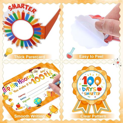 Containlol 164 Pcs 100th Day of School Awards Set Happy 100 Days of School Party Favors Supplies Paper Sunglasses Crowns Pencils Certification Stickers for Kids Teacher Classroom Preschool Award in Saudi Arabia