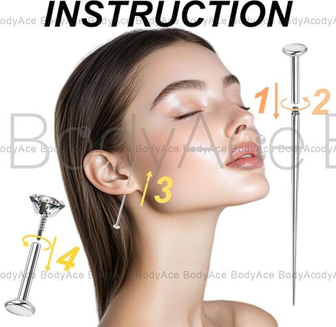 BodyAce 16g/18g Bow Flat Back Earrings Internal Thread Tragus Stud Piercing Helix Jewelry Bowknot Surgical Steel Cartilage Studs for Nose/Conch/Lip/Medusa/Labret Piercings in Saudi Arabia
