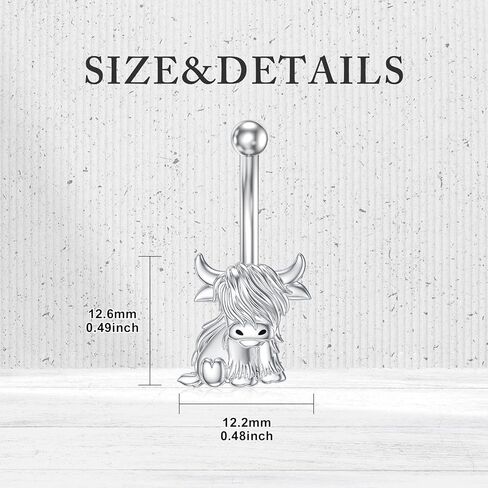 Highland Cow Belly Button Rings Stud 925 Sterling Silver Belly Piercing Jewelry Hypoallergenic Navel Rings Gifts for Women in Saudi Arabia