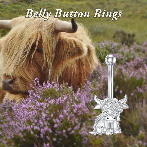 Highland Cow Belly Button Rings Stud 925 Sterling Silver Belly Piercing Jewelry Hypoallergenic Navel Rings Gifts for Women in Saudi Arabia