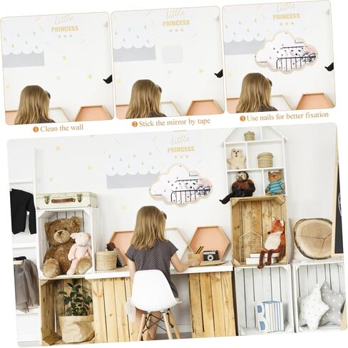 Garneck Wooden Cloud Mirror for - Decorative Children's Mirror for the Bathroom - Children's Room or as a Make-up Mirror - Ideal as Decoration and for Small in Saudi Arabia