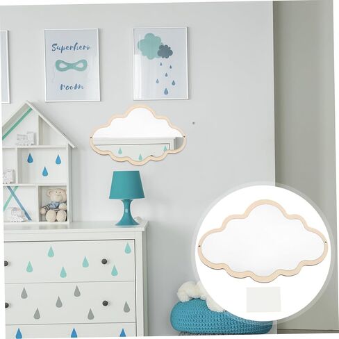 Garneck Wooden Cloud Mirror for - Decorative Children's Mirror for the Bathroom - Children's Room or as a Make-up Mirror - Ideal as Decoration and for Small in Saudi Arabia